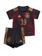 Německo Leroy Sane #19 Venkovní dres pro děti MS 2022 Krátký Rukáv (+ trenýrky)